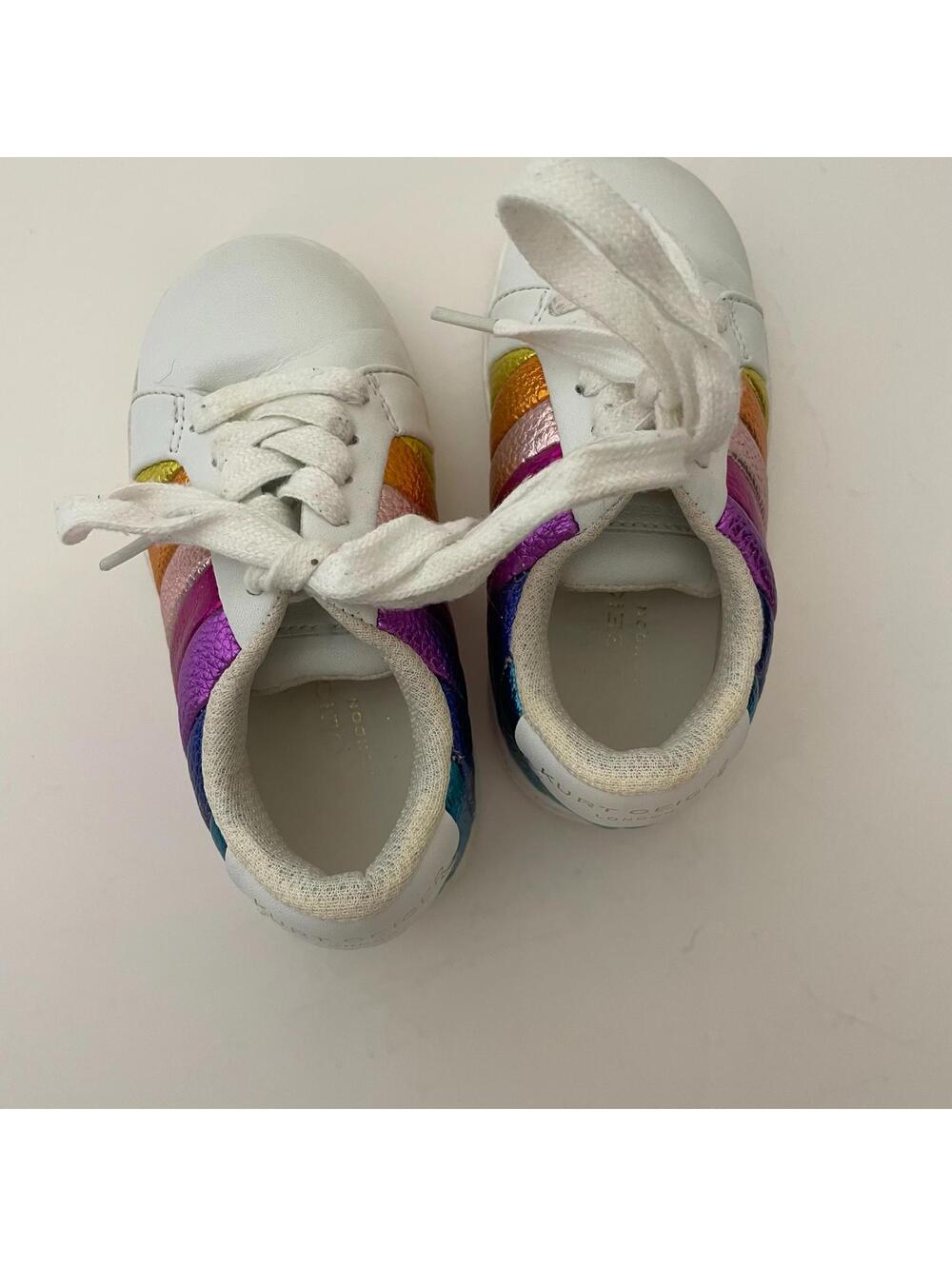 Kurt Geiger London Kids' Mini Lane Stripe Leather Sneakers Rainbow 7 Toddler - Picture 2 of 8